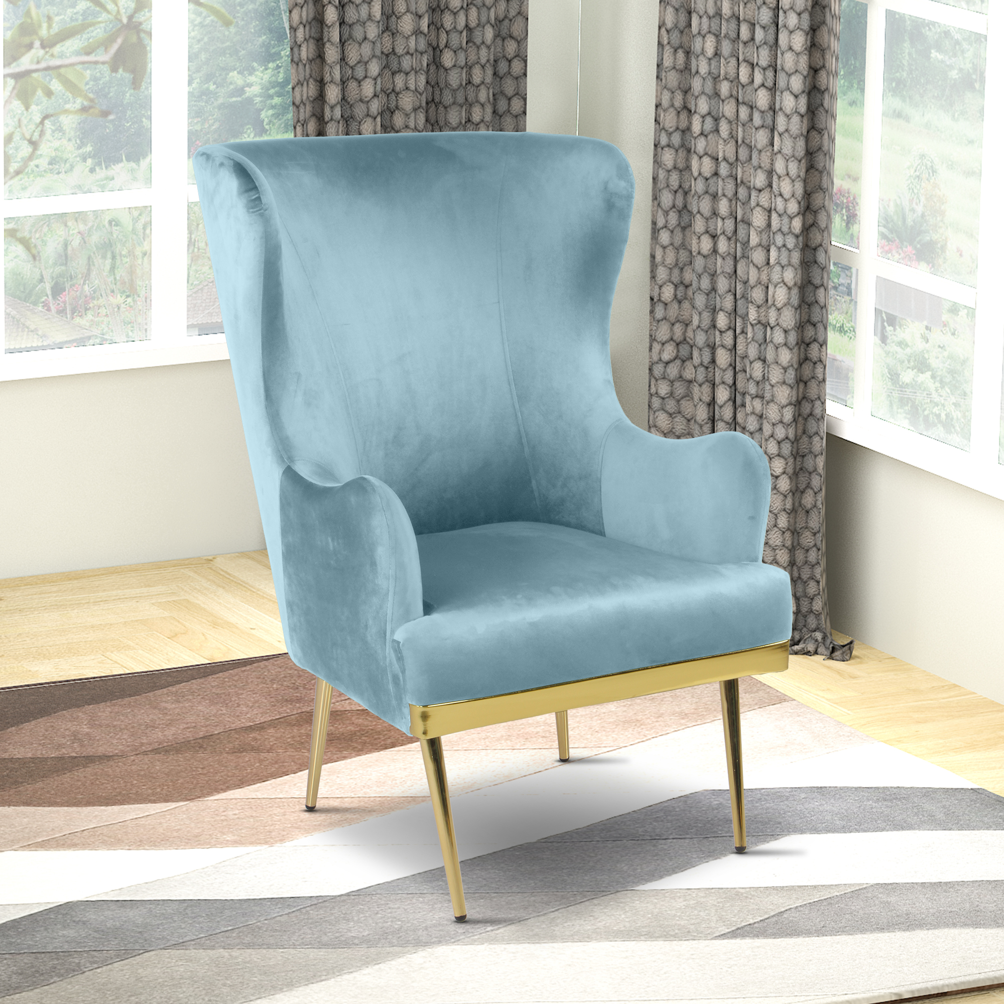 Primrose Camilla Wing Chair for Living Room Bedroom High Back Arm Rest Chair - Teal